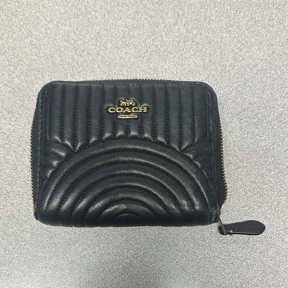 Coach Black Quilted Zip Wallet